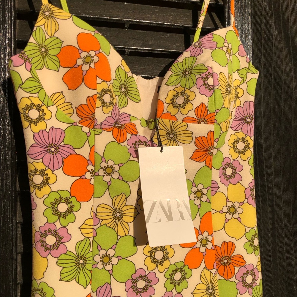 Zara NEW Floral printed Mini Dress XS - Picture 5 of 10